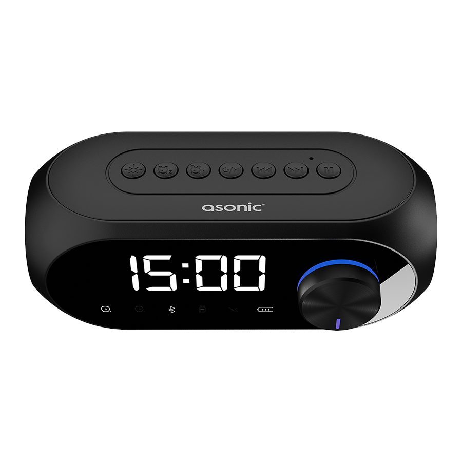 Digitalni sat sa zvučnikom i alarmom za mobitel bluetooth, Asonic AS-W6 1200MAH 5W Black, 40522 - Image 11