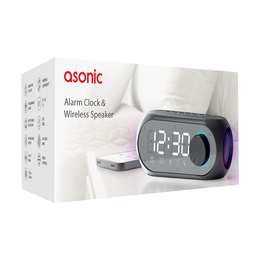 Digitalni sat sa zvučnikom i alarmom za mobitel bluetooth, Asonic AS-W6 1200MAH 5W Black, 40522 - Image 14