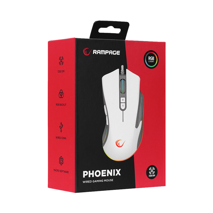 Miš gaming RAMPAGE SMX-R22 PhoenIX V2 White 7 key RGB 12800DPI, 39102 - Image 14