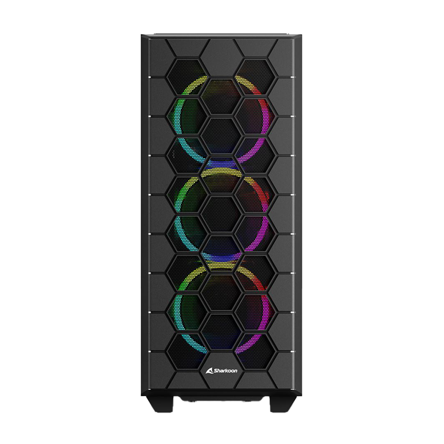 Kućište SHARKOON gaming, RGB HEX bk ATX, Tempered Glass, ventilator 4x120mm, black - Image 10