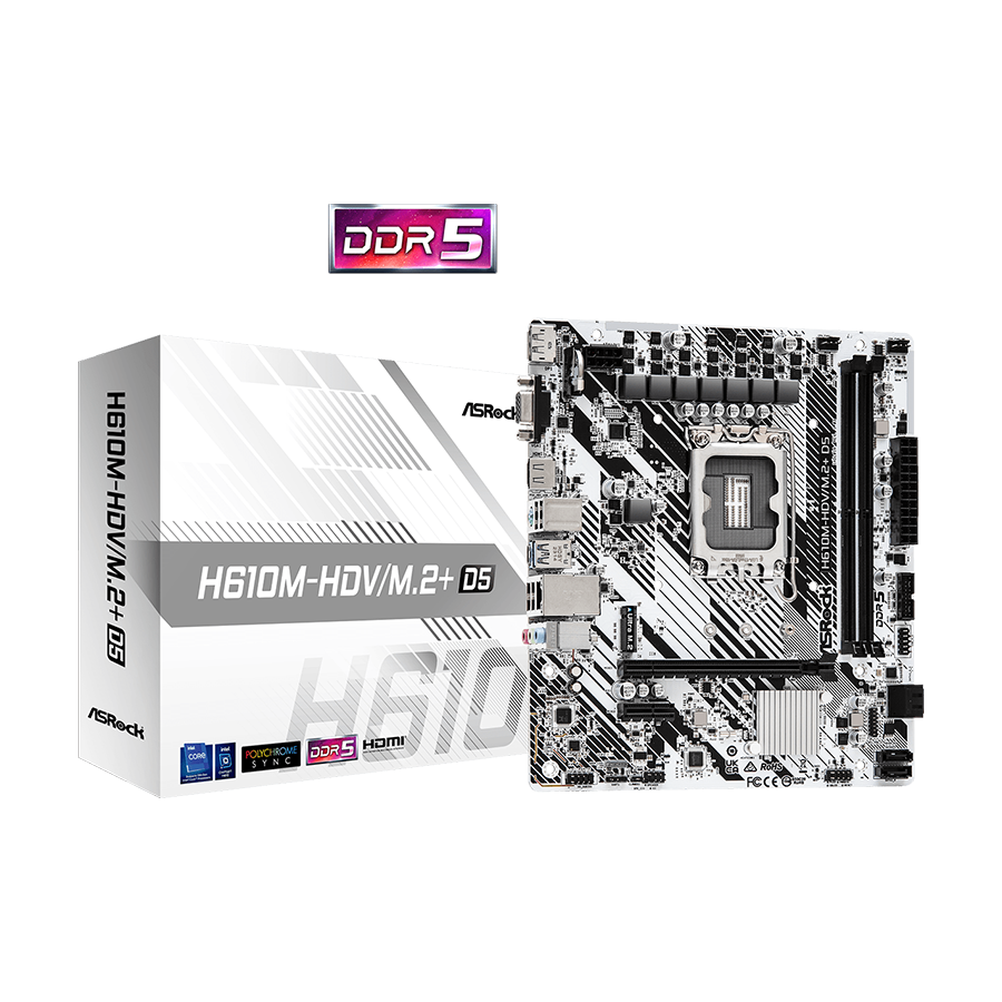 ASROCK MB H610M-HDV/M.2+ D5 Intel H610, 2xDDR5, VGA,HDMI,DP micro ATX, H610M-HDV/M.2PLUSD5 - Image 4