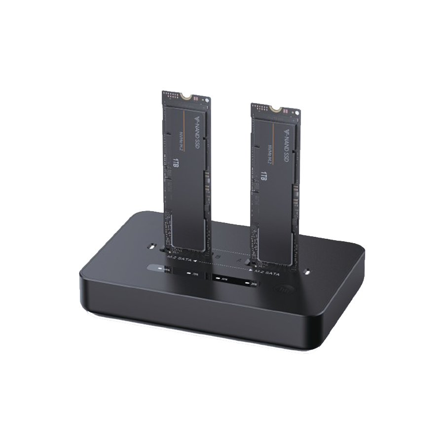 Postolje za dva M.2 SATA & NVME SSD drive docking station, black GEMBIRD, Type-C, DD2-U3M2 - Image 2