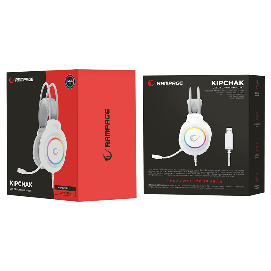 Slušalice sa mikrofonom gaming RAMPAGE RM-K55 Kipchak White RGB Led 7.1 Gaming Headset with Microphone, 42658 - Image 10