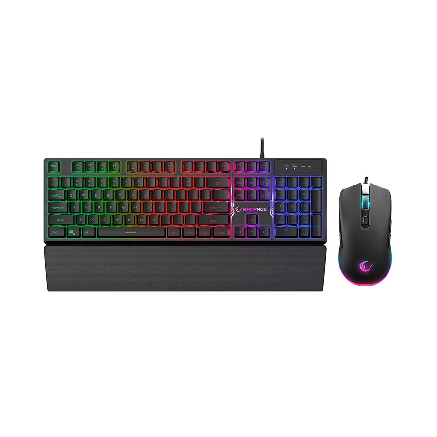Tastatura + miš gaming RAMPAGE KM-RX7 FORTUNA V2 Rainbow Backlit USB Black Gaming Combo US Layout English Gaming Keyboard 12800 dpi Mouse, 42577 - Image 9