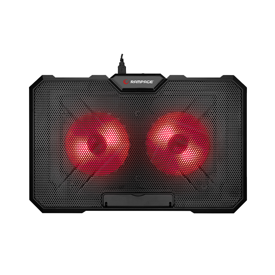 Postolje za notebook gaming Rampage AD-RC12 GAMEZONE Black 2 Fan 2 USB RGB Illuminated 15"-17" Notebook Cooler Stand, 36323 - Image 9