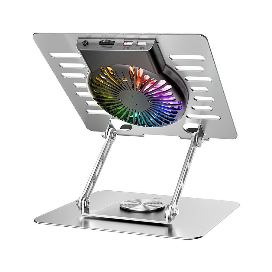 Postolje za notebook riser stand preklopivi rotirajuci, Addison AD-RC35 Adjustable Metal Laptop Stand with 360 Degree Rotating Fan and RGB Light, 3963 - Image 16