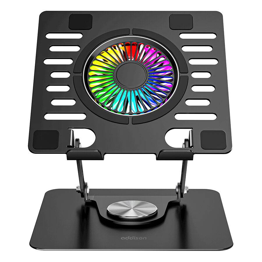 Postolje za notebook riser stand preklopivi rotirajuci, Addison AD-RC36 Steely 360 Degree Fan Fan Fan RGB Light Adjustable Black Metal 42029 - Image 9