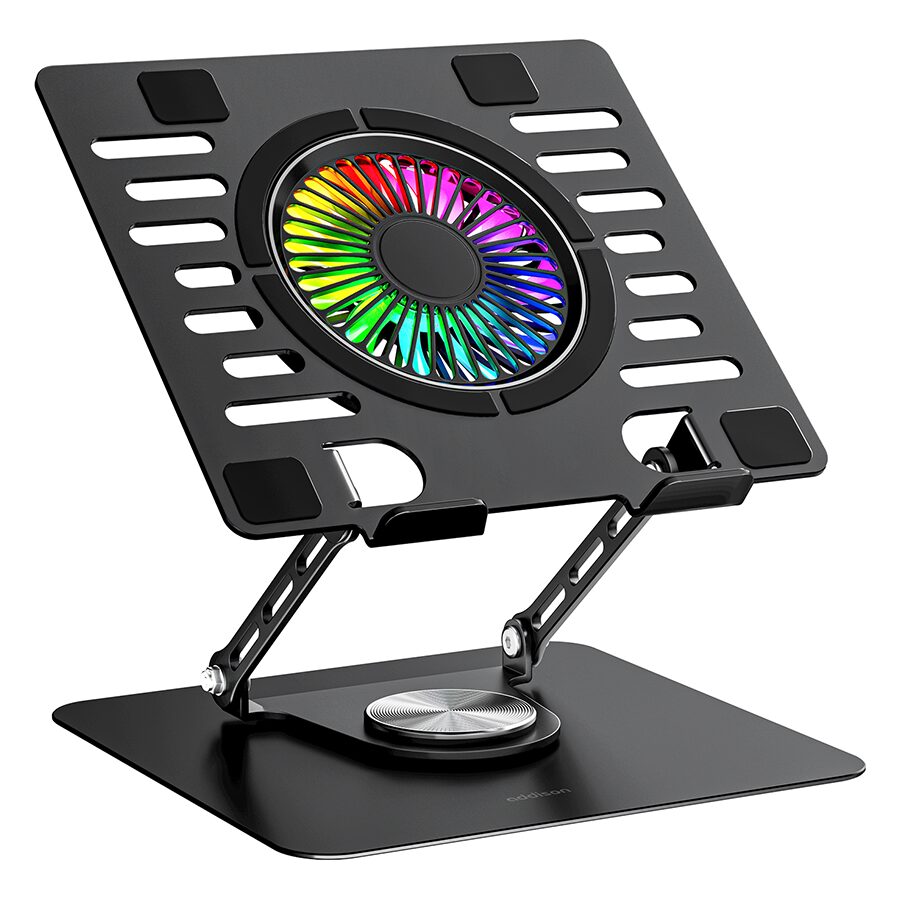 Postolje za notebook riser stand preklopivi rotirajuci, Addison AD-RC36 Steely 360 Degree Fan Fan Fan RGB Light Adjustable Black Metal 42029 - Image 10
