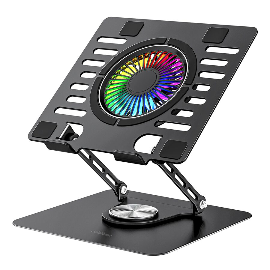 Postolje za notebook riser stand preklopivi rotirajuci, Addison AD-RC36 Steely 360 Degree Fan Fan Fan RGB Light Adjustable Black Metal 42029 - Image 11
