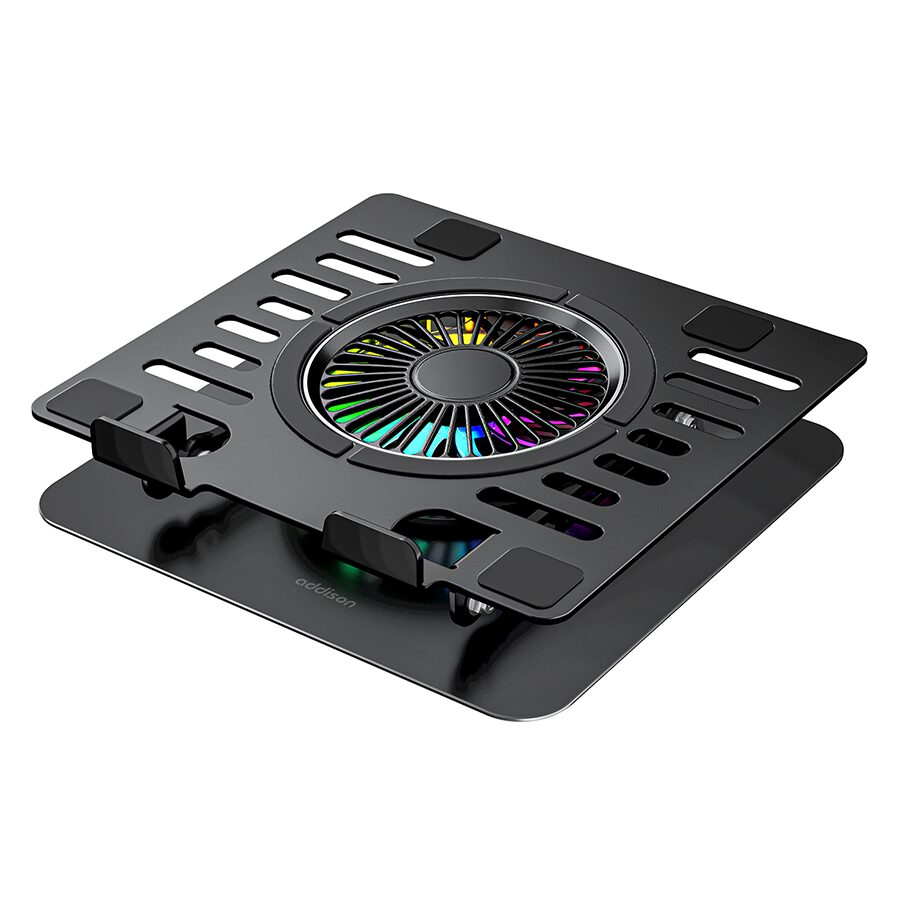 Postolje za notebook riser stand preklopivi rotirajuci, Addison AD-RC36 Steely 360 Degree Fan Fan Fan RGB Light Adjustable Black Metal 42029 - Image 15