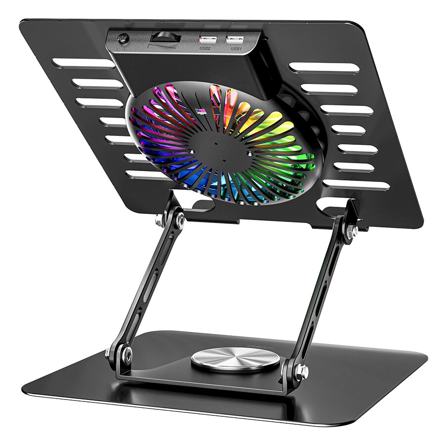 Postolje za notebook riser stand preklopivi rotirajuci, Addison AD-RC36 Steely 360 Degree Fan Fan Fan RGB Light Adjustable Black Metal 42029 - Image 16