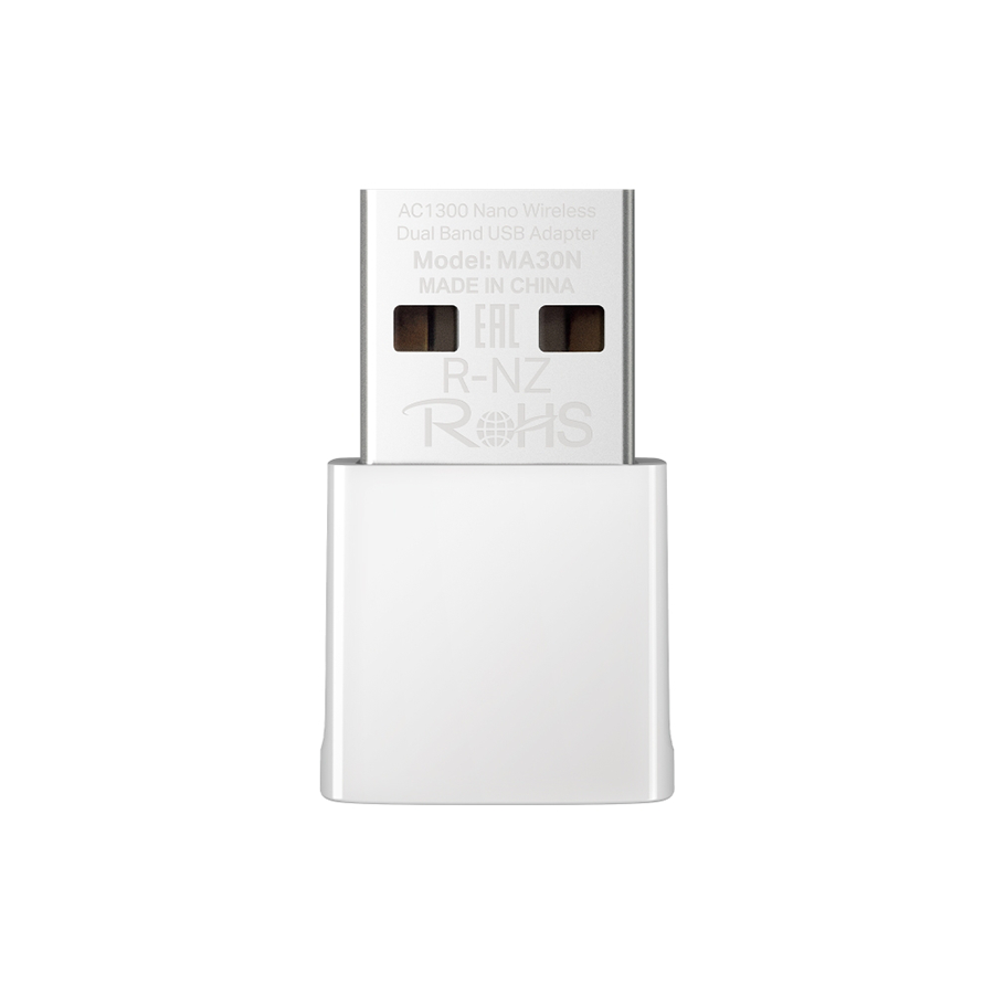 USB WLAN Mercusys MA30N AC1300 Nano Wireless Dual Band Adapter, 400 Mbps at 2.4 GHz + 867 Mbps at 5 GHz, Internal Antennas, USB 2.0, Nano Size, MU - Image 2