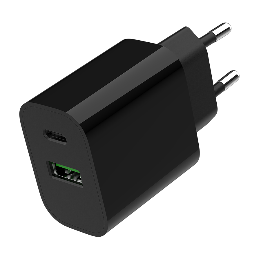 USB punjač 1xType-C + 1xUSB-A fast charger, 20W, black GEMBIRD, TA-UC-PDQC20-01-BK - Image 5