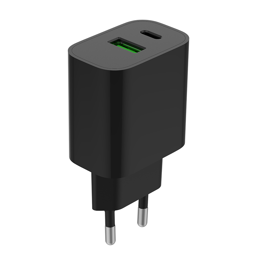 USB punjač 1xType-C + 1xUSB-A fast charger, 20W, black GEMBIRD, TA-UC-PDQC20-01-BK - Image 6