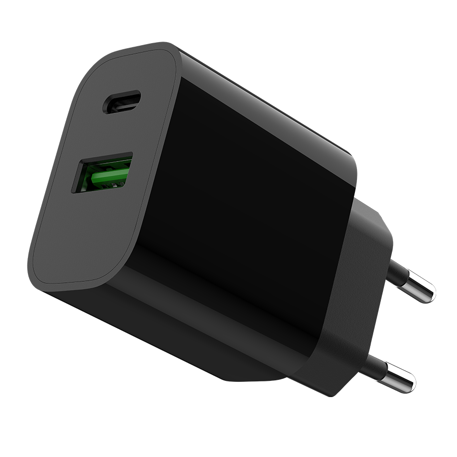 USB punjač 1xType-C + 1xUSB-A fast charger, 20W, black GEMBIRD, TA-UC-PDQC20-01-BK - Image 7