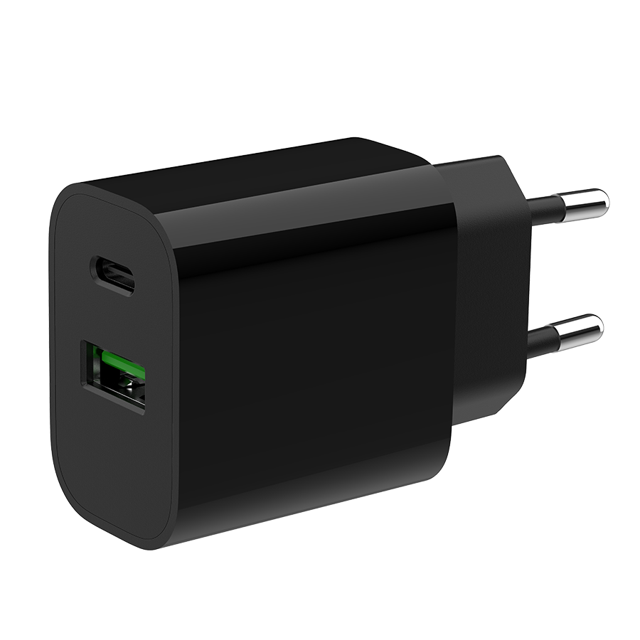 USB punjač 1xType-C + 1xUSB-A fast charger, 20W, black GEMBIRD, TA-UC-PDQC20-01-BK - Image 8