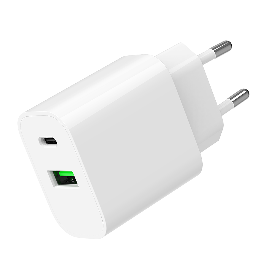 USB punjač 1xType-C + 1xUSB-A fast charger, 20W, white GEMBIRD, TA-UC-PDQC20-01-W - Image 5