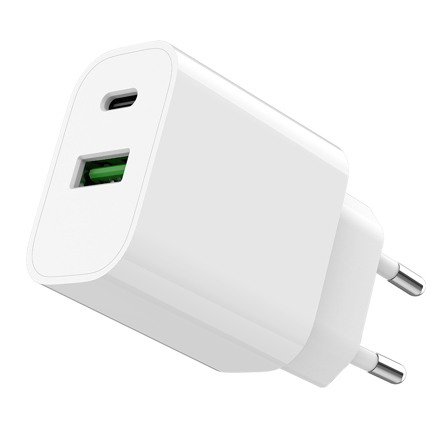 USB punjač 1xType-C + 1xUSB-A fast charger, 20W, white GEMBIRD, TA-UC-PDQC20-01-W - Image 7