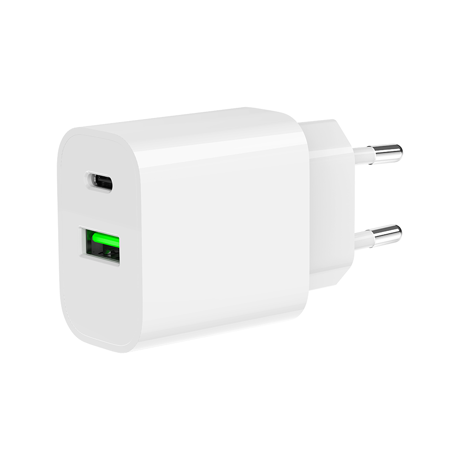 USB punjač 1xType-C + 1xUSB-A fast charger, 20W, white GEMBIRD, TA-UC-PDQC20-01-W - Image 8