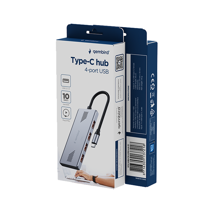 USB HUB GEMBIRD Type-C to 4-port USB 3.2 (Gen 2) UHB-CM-U310-A4-01 - Image 6