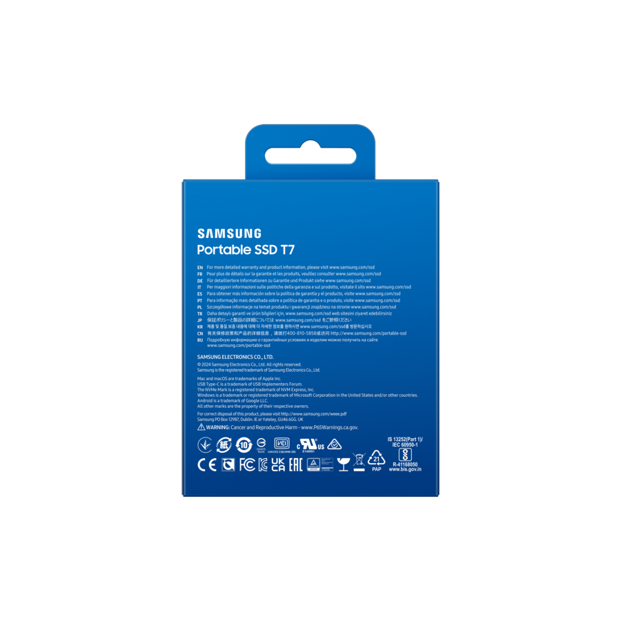 EXT.SSD SAMSUNG Portable T7 1TB USB 3.2 Gen 2 Sequential Read/Write : Up to 1,050MB/sec /Up to 1,000 MB/sec/siva/MU-PC1T0T/WW - Image 5