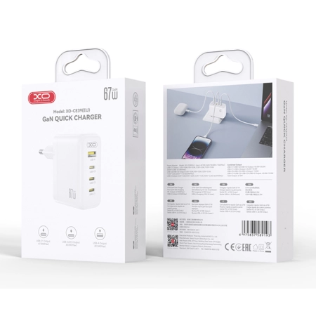 XO Charger CE39 3x USB-C + USB-A 67W Fast Charger - Image 4
