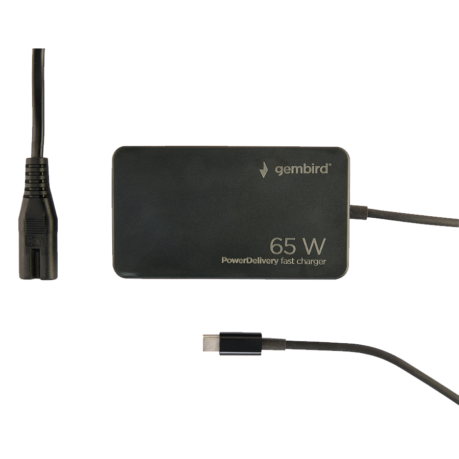 AC ADAPTER univerzalni za notebok GEMBIRD 65W PowerDelivery GaN USB, Type-C fast charger, black, NPA-AC-PDQC65-01 - Image 3