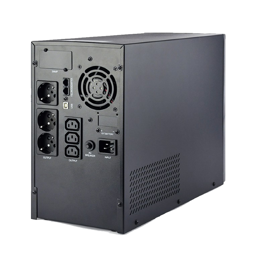 UPS GEMBIRD EG-UPS-PS3000-02, 3000 VA pure sine wave UPS, LCD display, 3 x Schuko + 3 x C13 outputs, USB, black - Image 2