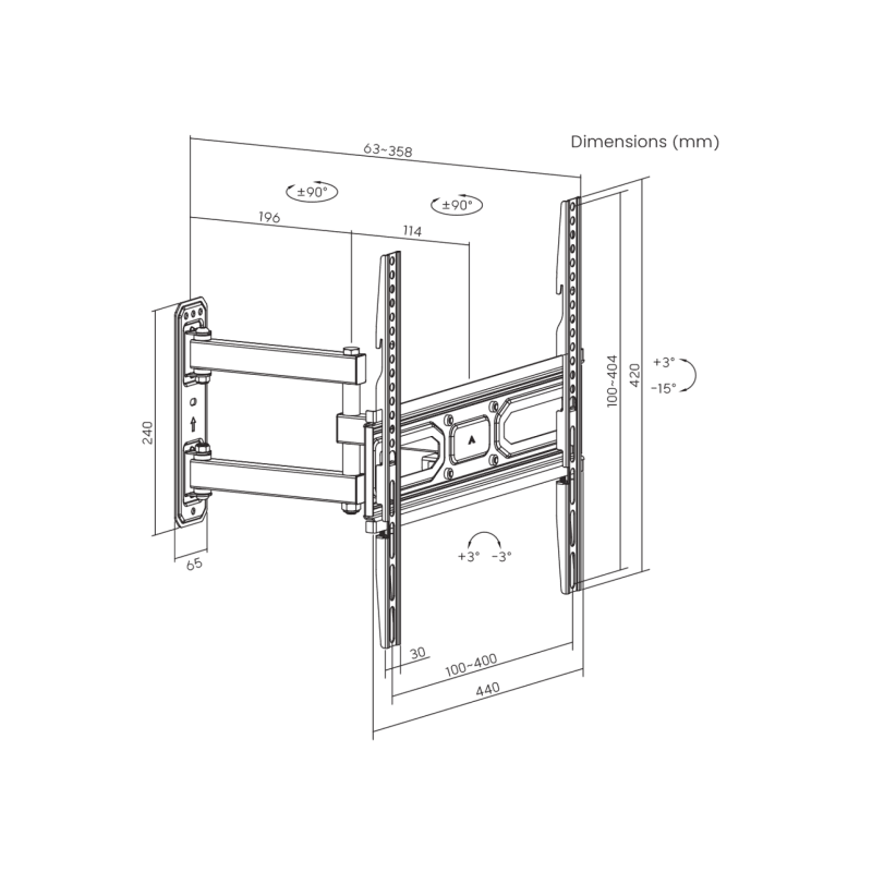 SBOX ZIDNI STALAK PLB-3644-2 (32-55"/35kg/400x400) - Image 6