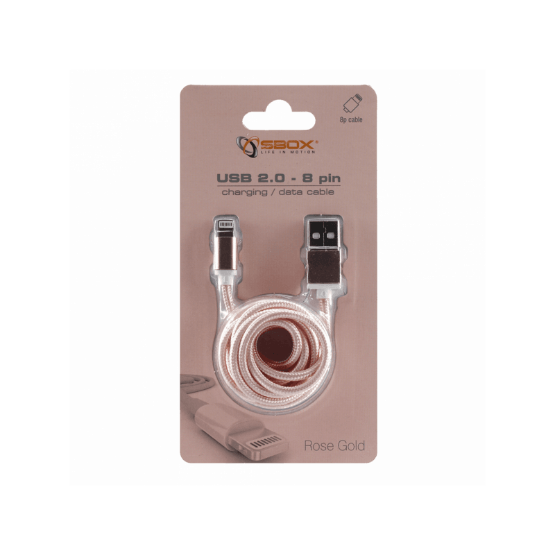 SBOX kabal USB - IPH.7 M/M 1,5M BLISTER Zlatno Roza