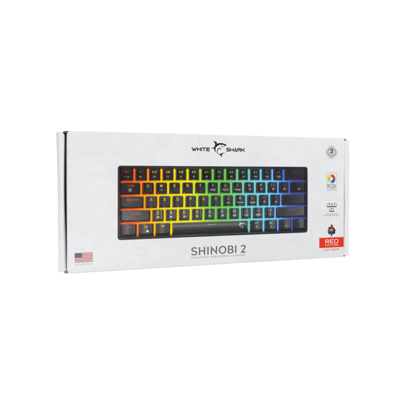 White Shark TASTATURA GK-004111 SHINOBI-2 Crna - Mehanička/ US RED SW. - Image 5