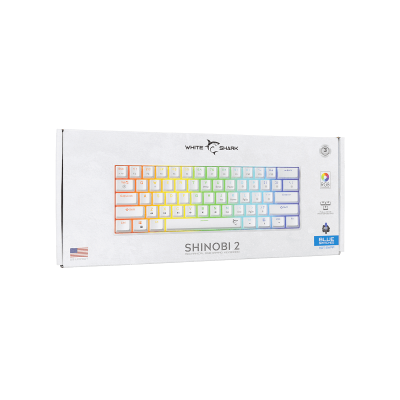 White Shark TASTATURA GK-004221 SHINOBI-2 Bijela - Mehanicka / US - BLUE SW. - Image 4