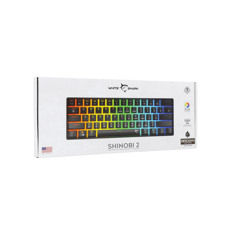 White Shark TASTATURA GK-004131 SHINOBI-2 Crna - Mehanicka / US- BROWN SW. - Image 5