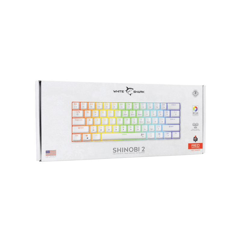White Shark TASTATURA GK-004211 SHINOBI-2 Bijela - Mehanicka / US - RED SW. - Image 6