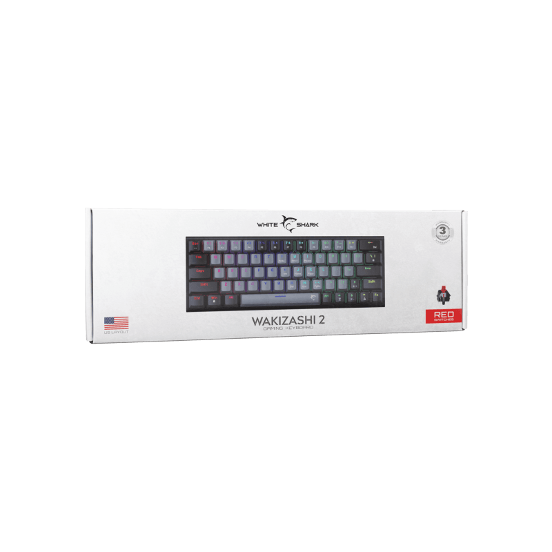 White Shark Tastatura GK-002711V2 WAKIZASHI-2 / Sivo-Crna US-RED - Image 6
