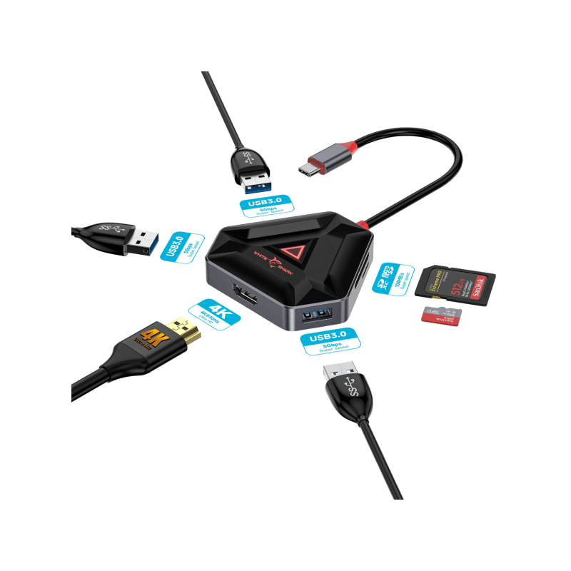 White Shark USB-C HUB HEXAGON 6 u 1 - Image 3