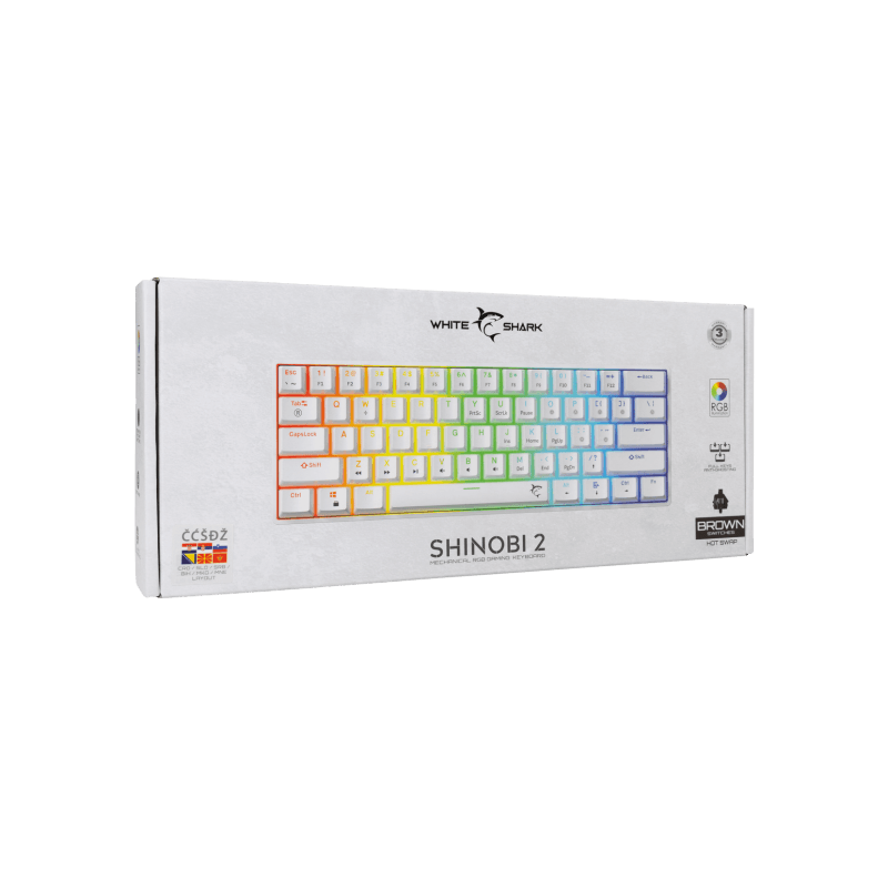 White Shark TASTATURA GK-004232 SHINOBI-2 Bijela- Mehanicka HR BROWN SW. - Image 5
