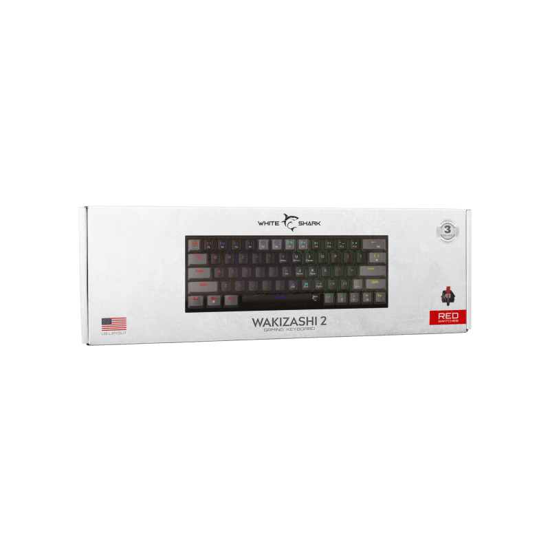 White Shark TASTATURA GK-002111V2 WAKIZASHI-2 / CRNO-SIVA US-RED SW. - Image 6