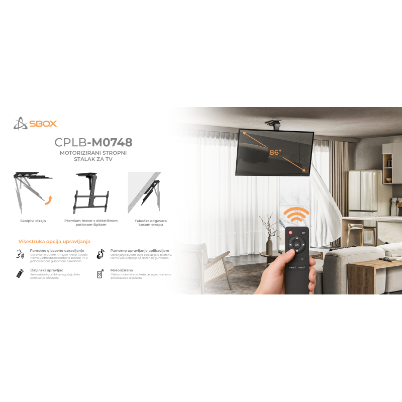 SBOX STROPNI STALAK CPLB-M0748 (43-86"/45kg/800x400) Motorni - Image 6