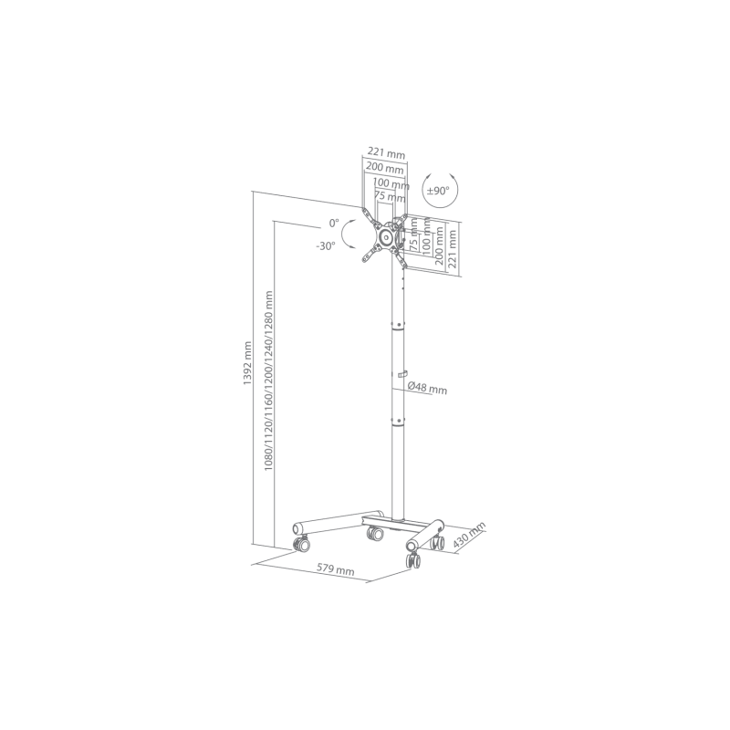 SBOX PODNI MOBILNI STALAK FS-622 (13"-50", 20kg, 200x200) - Image 10