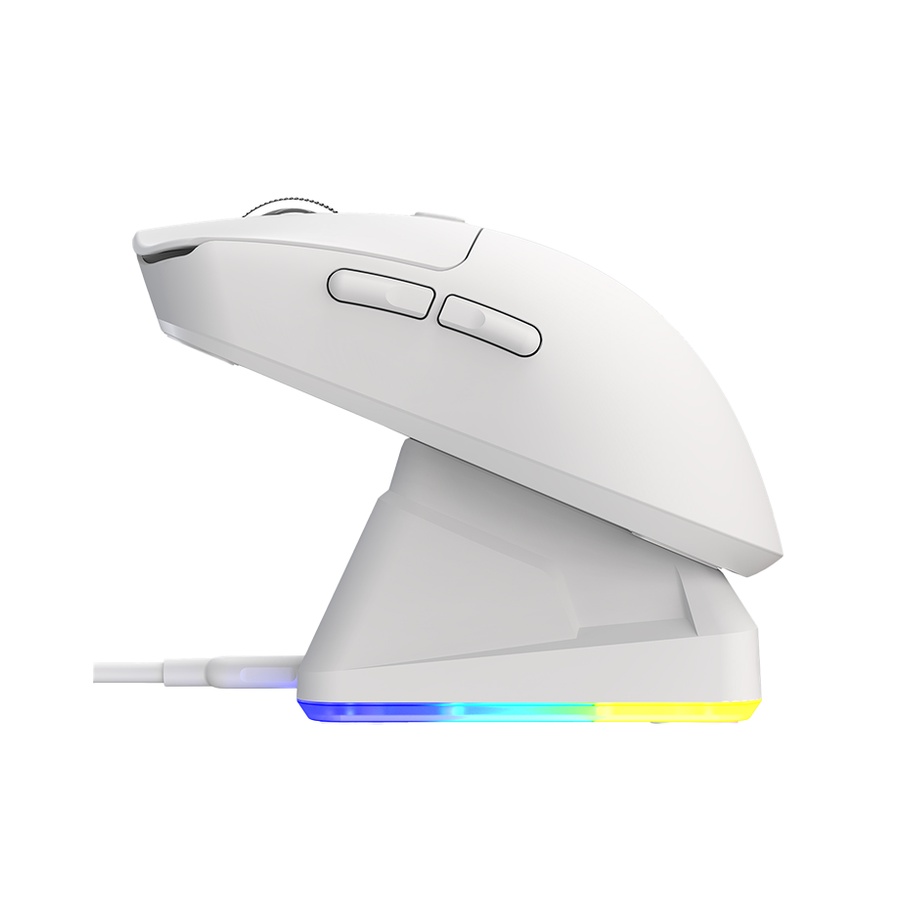 Miš gaming RAMPAGE Aeris Wireless RGB Charging Stand White 24000 DPI 3311 Sensor Rechargeable 80 Million Huano Switch, 43394 - Image 5