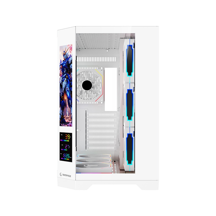 Kućište gaming RAMPAGE NOVA V2 9.16' LCD Display Hub Controller White 7x12cm ARGB Pwm Fan, 43467 - Image 2