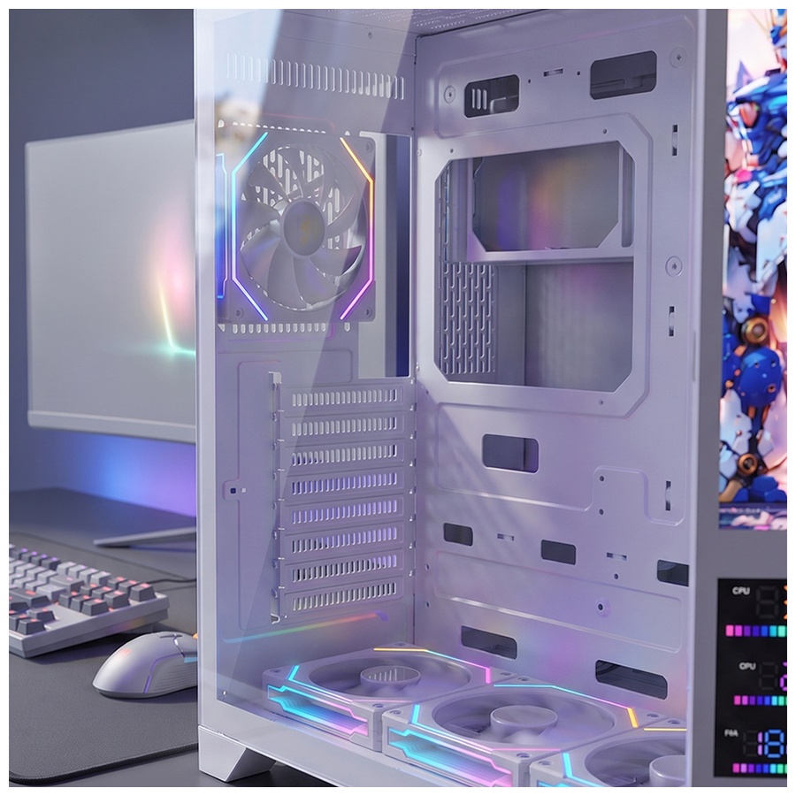 Kućište gaming RAMPAGE NOVA V2 9.16' LCD Display Hub Controller White 7x12cm ARGB Pwm Fan, 43467 - Image 7
