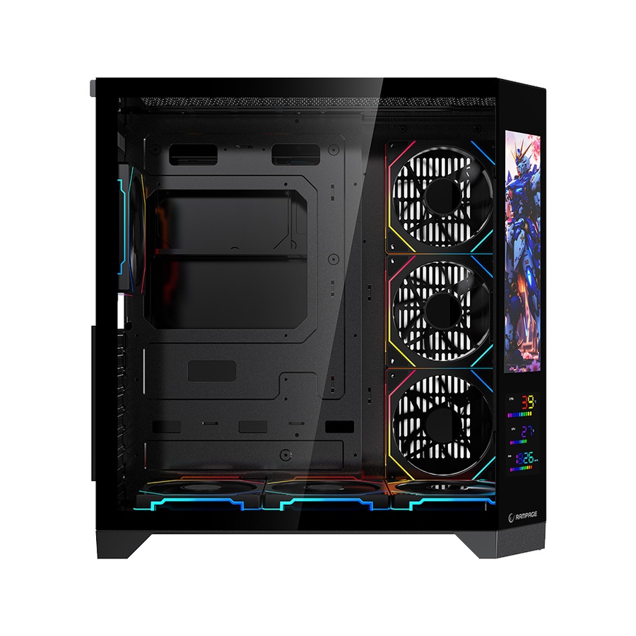 Kućište gaming RAMPAGE NOVA V2 9.16' LCD Display Hub Controller Black 7x12cm ARGB Pwm Fan, 43432 - Image 5