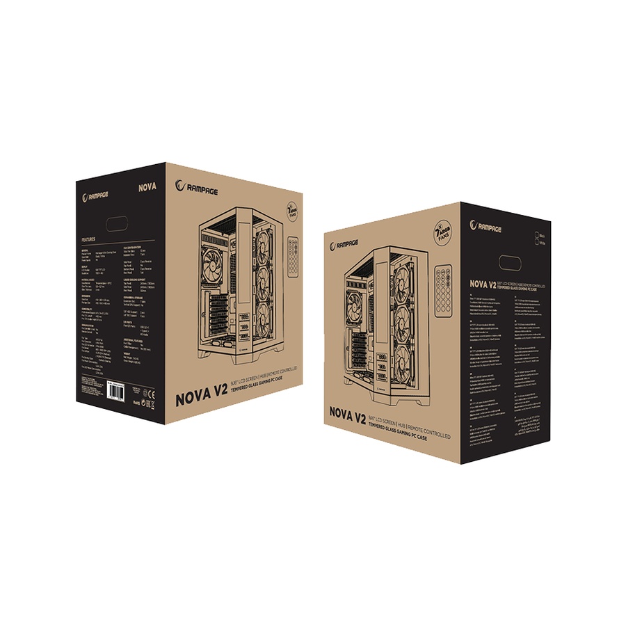 Kućište gaming RAMPAGE NOVA V2 9.16' LCD Display Hub Controller Black 7x12cm ARGB Pwm Fan, 43432 - Image 10