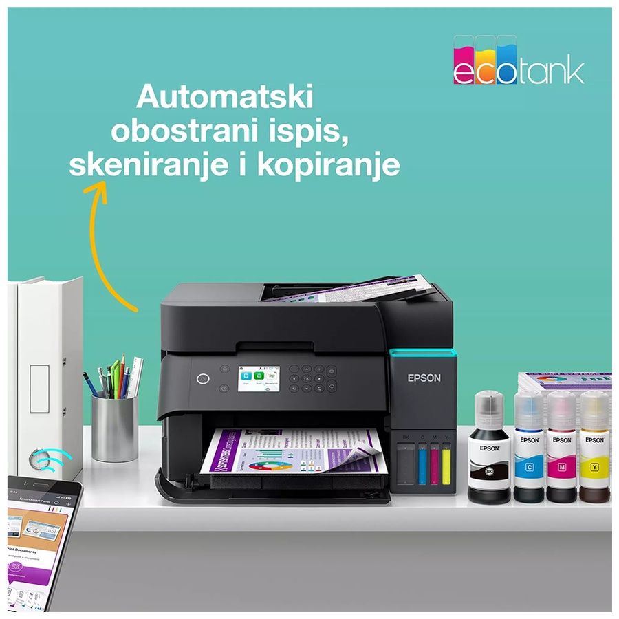 Printer EPSON EcoTank L6370 print/scan/copy/ 35str/min crno-bijelo.23str/min boja. 4800x1200 dpi. ADF, Duplex(scan, copy). WiFi. Crni. Tinte 101 - Image 8